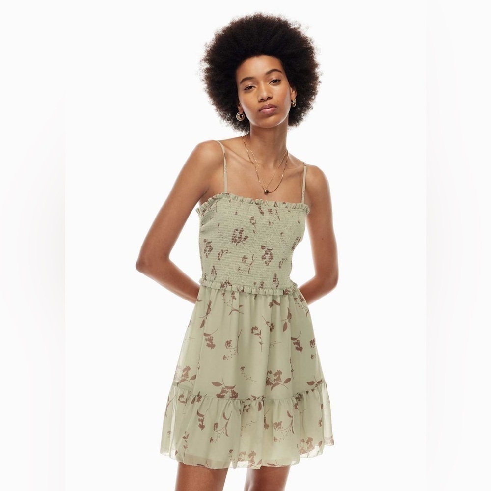 Wilfred Tempest Mini Dress in green floral print - size small